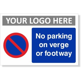 No Parking On Verge Or Footway Sign with red and blue no parking symbol