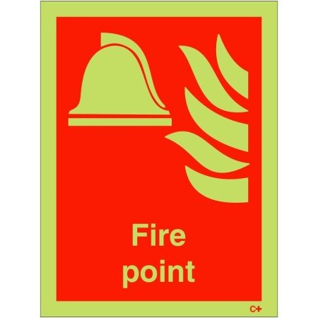 Glow in the dark fire point safety sign