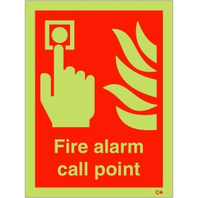 Glow in the dark fire alarm call point safety sign