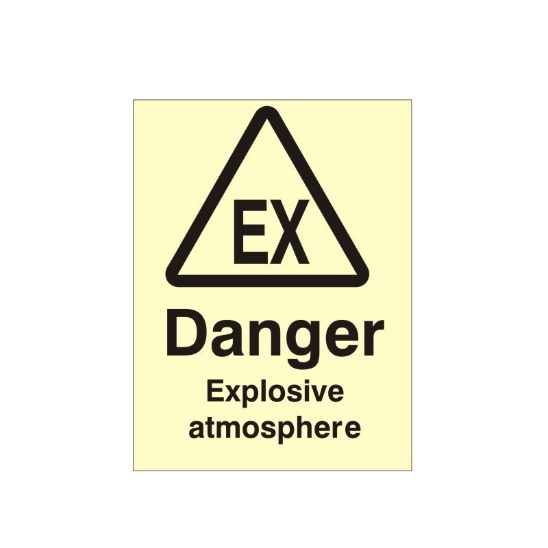 Danger Explosive Atmosphere Photoluminescent Sign - Class B