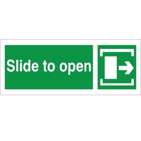 Slide To Open Arrow Right Instruction Sign - 300mm x 100mm | Rainbo...