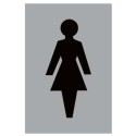 Aluminium Female toilet sign with black female washroom symbol