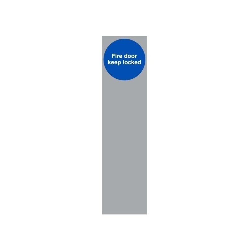 Aluminium Fire Door Keep Locked Sign 75mm x 300mm