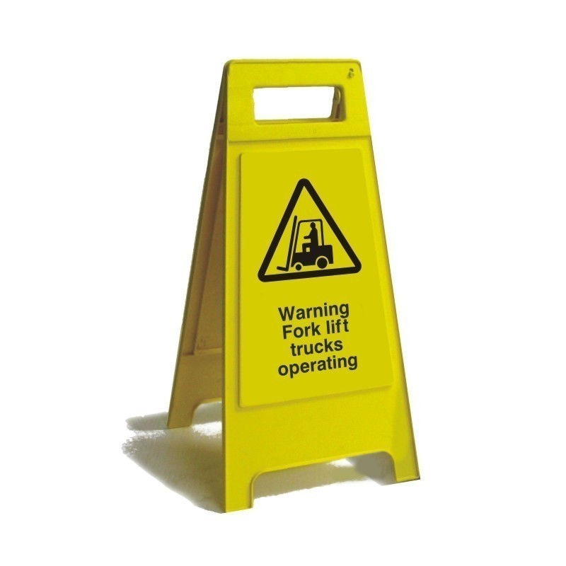 Warning Fork Lift Trucks Operating Free Standing Sign 600mm