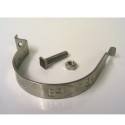 Pair of galvanised post clips with fixing bolt and nut for mounting signs to round posts