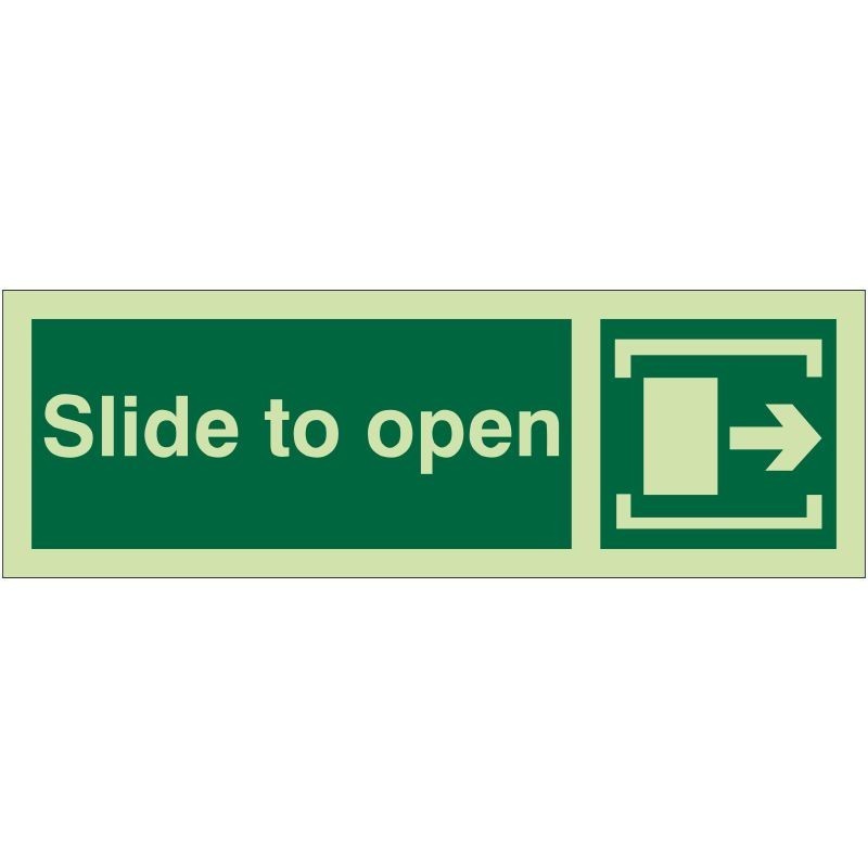 Photoluminescent Slide to Open Arrow Right Sign