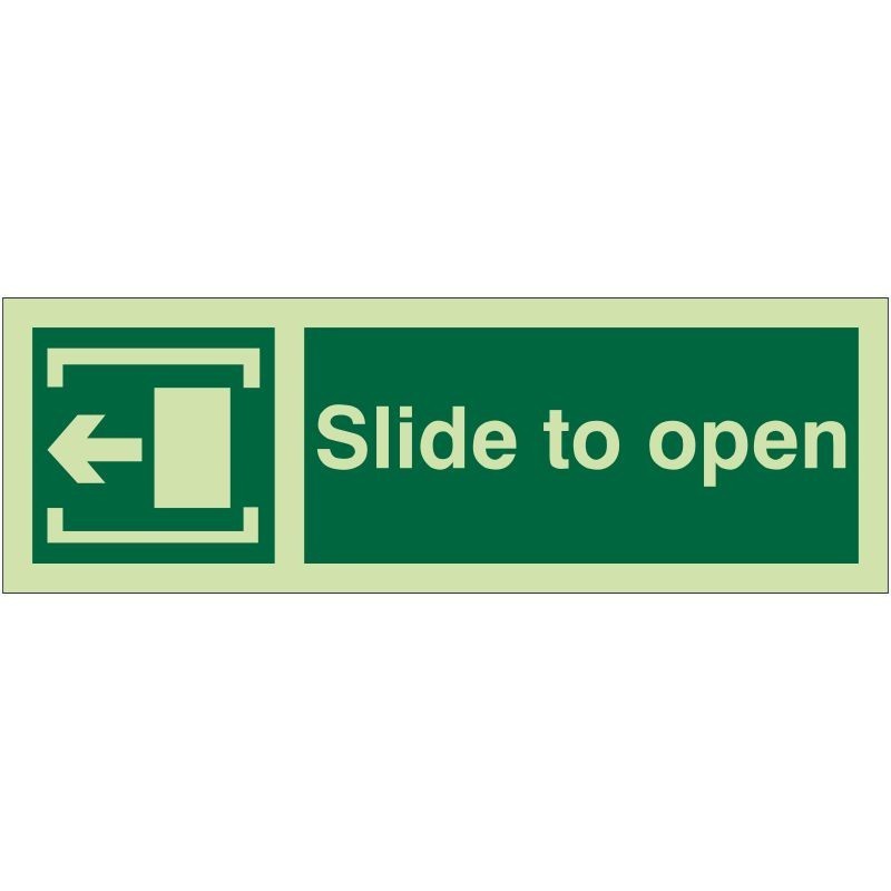 Photoluminescent Slide To Open Arrow Left Sign