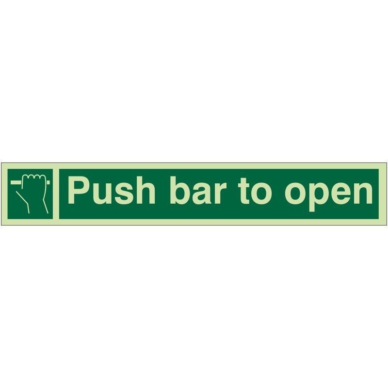 Photoluminescent Push Bar To Open Sign - Class B