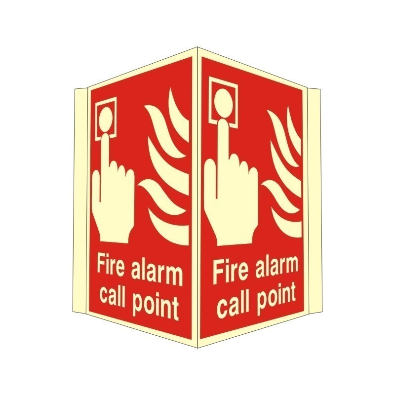 Photoluminescent Fire Alarm Call Point Projecting Sign