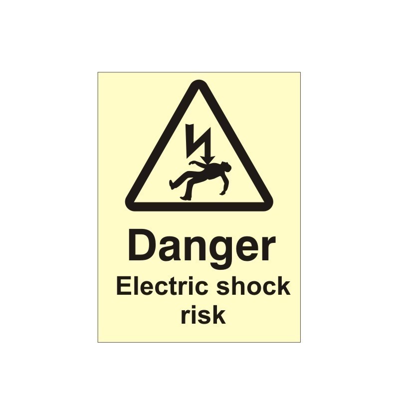 Danger Electric Shock Risk Photoluminescent Sign - Class B