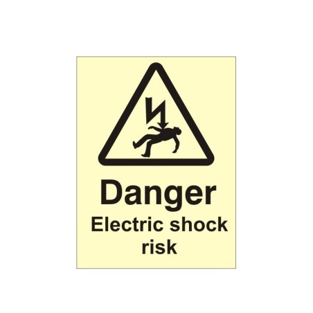 Danger Electric Shock Risk Photoluminescent Sign