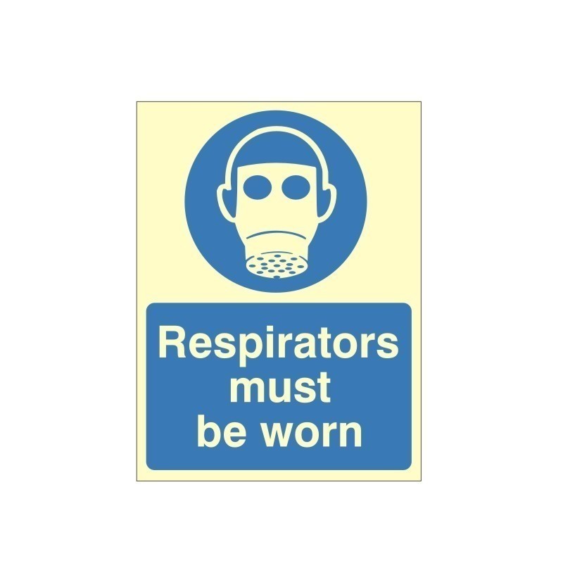 Respirators Must Be Worn Photoluminescent Sign - Class B