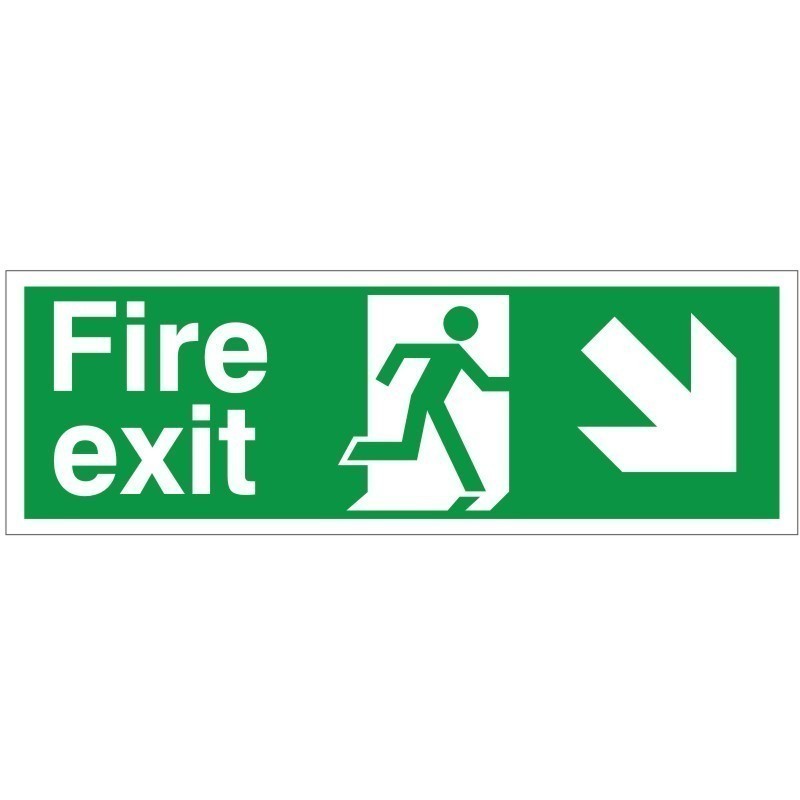 Fire Exit Arrow Down Right Sign