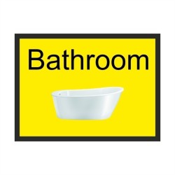 Bathroom dementia door sign with bath image and high-contrast text