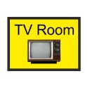 TV Room dementia door sign with television image and high-contrast text