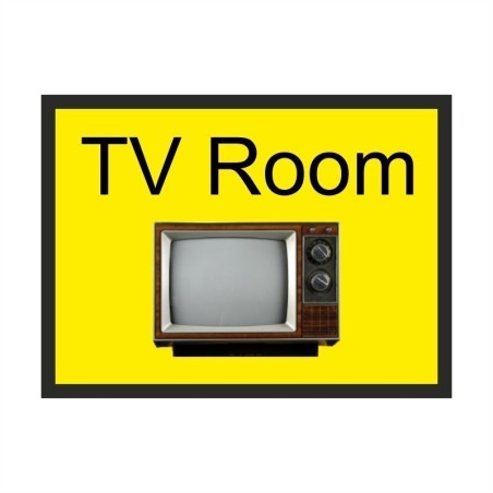 TV Room dementia door sign with television image and high-contrast text