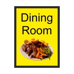 Dining Room dementia door sign with meal image and high-contrast text