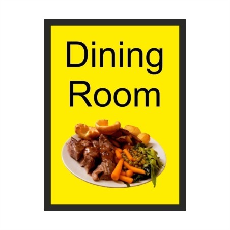 Dining Room dementia door sign with meal image and high-contrast text