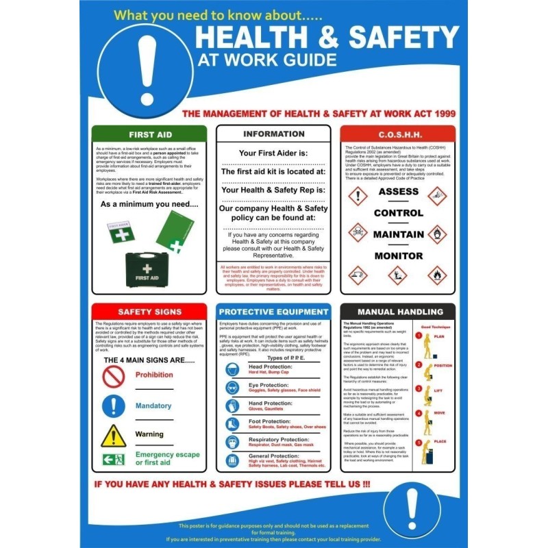 Health And Safety Poster 420 x 595mm