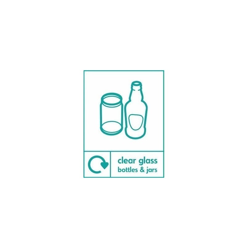 Clear glass bottles and jars Recycling Sign 