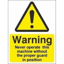 Never Operate This Machine Without The Proper Guard In Position Warning Sign