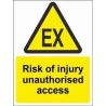 Risk Of Injury Unauthorised Access Warning Sign