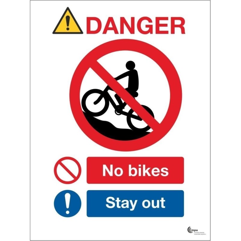 Danger No Bikes - Stay Out Sign