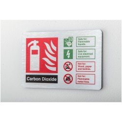 Carbon Dioxide Fire Identification Brushed Aluminium Sign