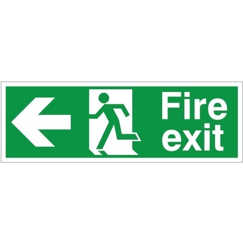 Extra Large Fire Exit Arrow Left Sign 900mm x 300mm - 3mm Foamex