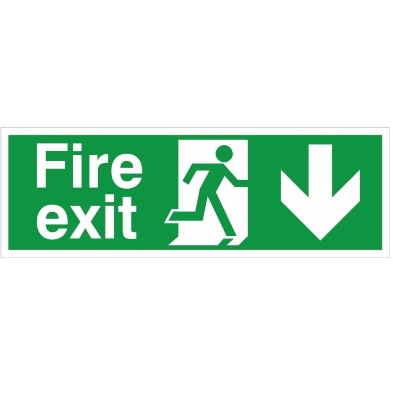 Extra Large Fire Exit Arrow Down Sign