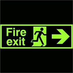 Extra Large Glow in the Dark Fire Exit Left Sign 900mm x 300mm - Rigid Plastic