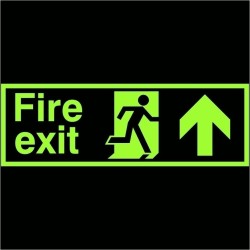 Extra Large Glow in the Dark Fire Exit Left Sign 900mm x 300mm - Rigid Plastic