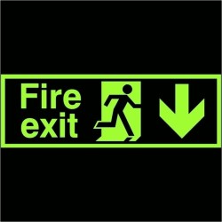 Extra Large Glow in the Dark Fire Exit Down Sign