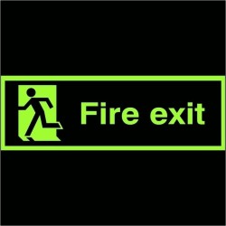 Extra Large Glow in the Dark Fire Exit Left Sign 900mm x 300mm - Rigid Plastic