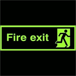 Extra Large Glow in the Dark Fire Exit Left Sign 900mm x 300mm - Rigid Plastic