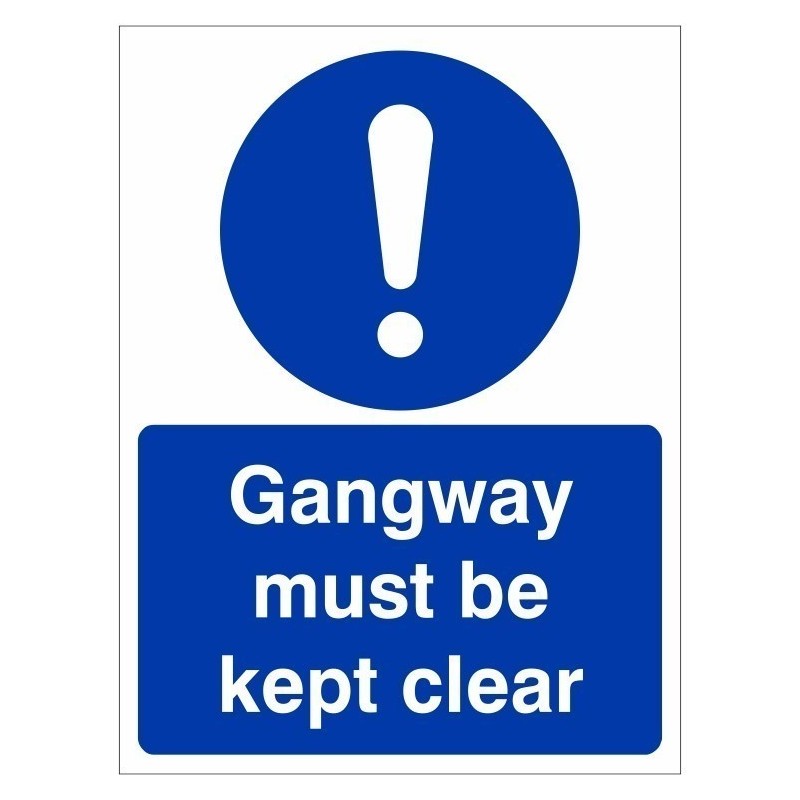 Gangway Must be Kept Clear Sign