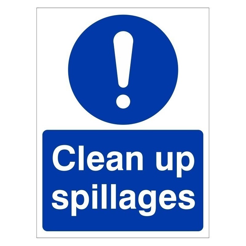 Clean Up Spillages Sign