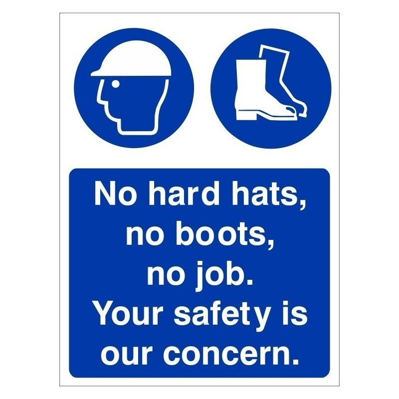 No Hard Hats, No Boots, No Job. Sign