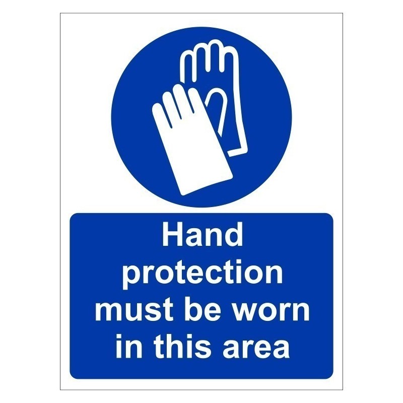 Hand Protection Must Be Worn In This Area Sign