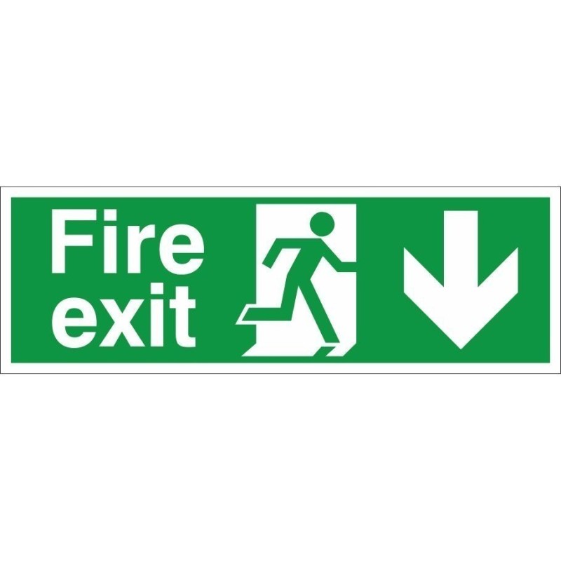 Fire Exit Arrow Down Sign