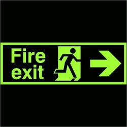 Glow in the Dark Fire Exit Right Sign