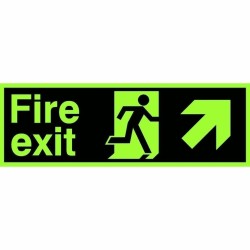 Photoluminescent Fire Exit Arrow Up Right Sign