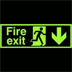 Glow in the Dark Fire Exit Down Sign