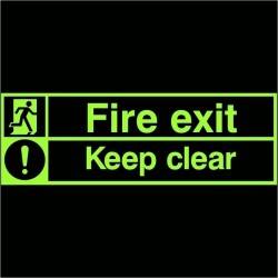 Glow in the Dark Fire Exit Keep Clear Sign