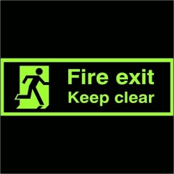 Glow in the Dark Final Fire Exit Keep Clear Sign