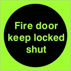 Fire Door Keep Locked Shut Photoluminescent Sign