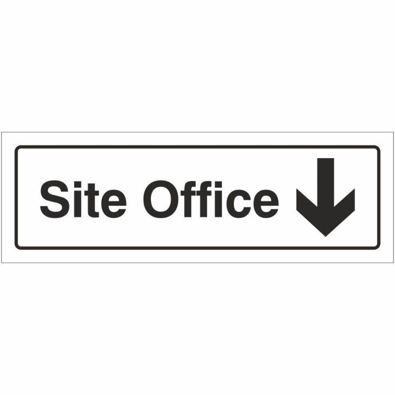 Site Office Arrow Down Door Sign 300mm x 100mm