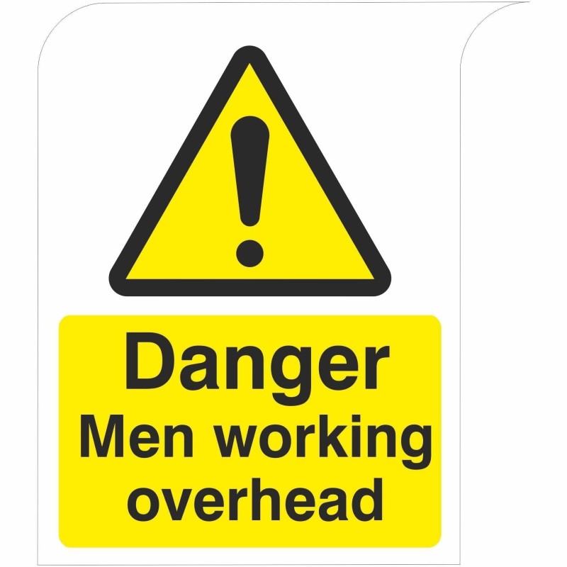 Danger Men Working Overhead Curve Top Sign 