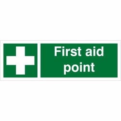 First Aid Point Sign 600mm x 200mm - 1mm Rigid Plastic