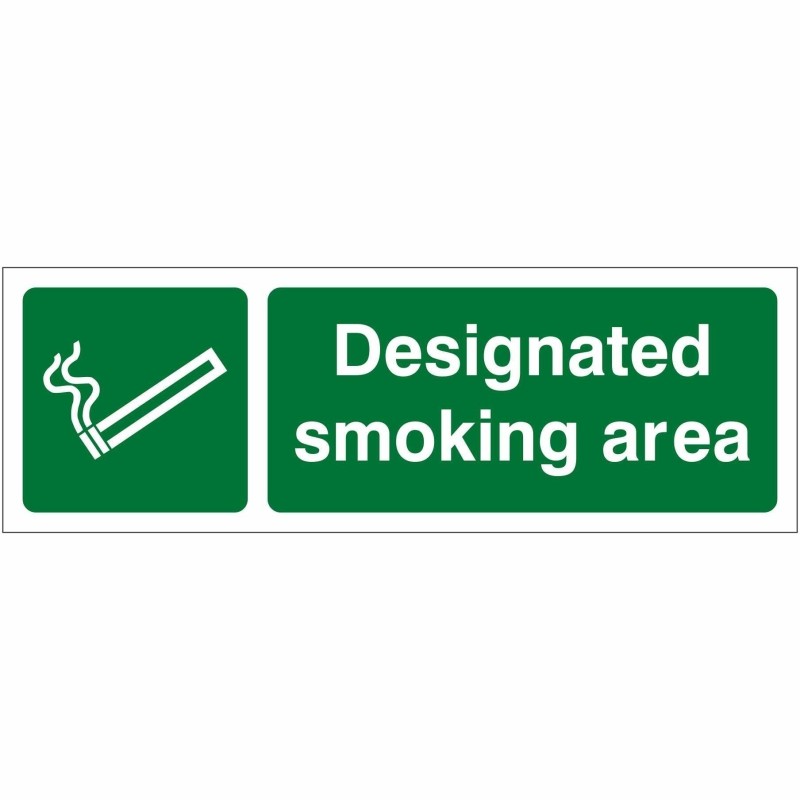 Designated Smoking Area Sign 600mm x 200mm - 1mm Rigid Plastic